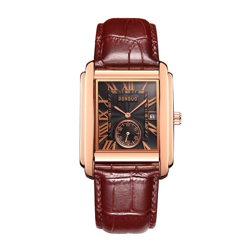 Dviejų rankų kalendorius pusiau kvadratinis kvarcinis laikrodis vyriškas mados laikrodis studentiškas paprastas vandeniui atsparus kvarcinis laikrodis Douyin karštas modelis