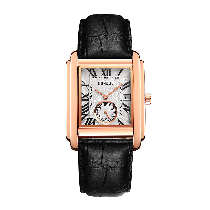 Dviejų rankų kalendorius pusiau kvadratinis kvarcinis laikrodis vyriškas mados laikrodis studentiškas paprastas vandeniui atsparus kvarcinis laikrodis Douyin karštas modelis