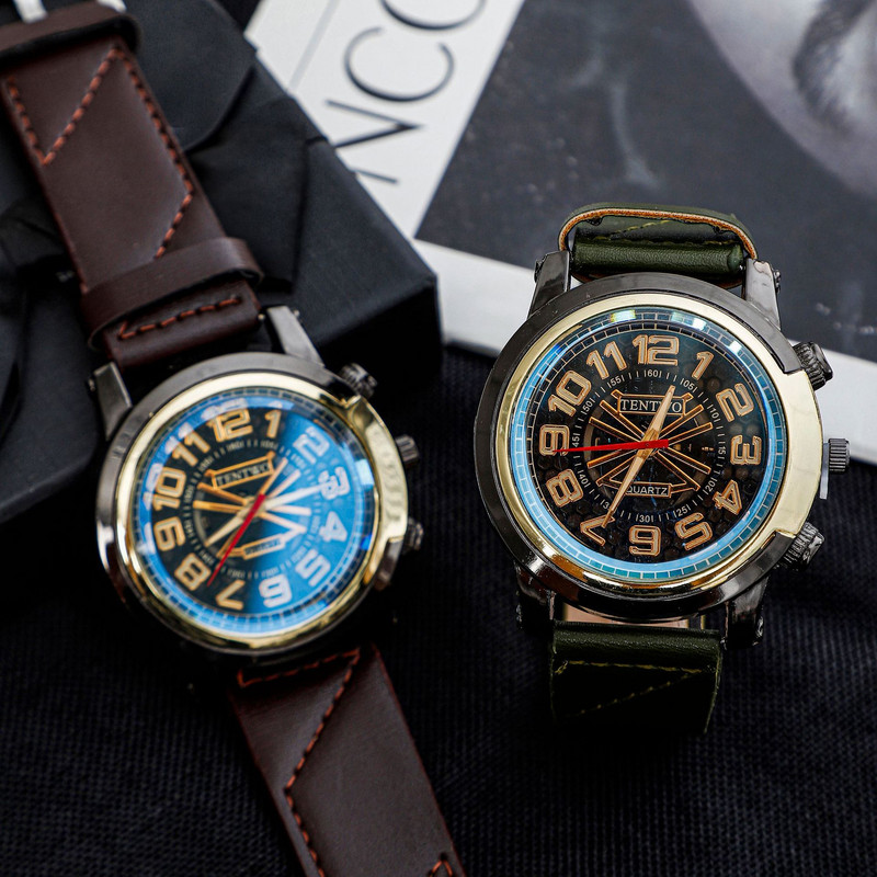 Ceas bărbătesc cu dublă scară pentru bărbați trend fashion hollow poo centura cuarț ceas bărbați ceas ceas cu quartz