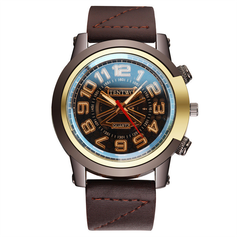 Ceas bărbătesc cu dublă scară pentru bărbați trend fashion hollow poo centura cuarț ceas bărbați ceas ceas cu quartz