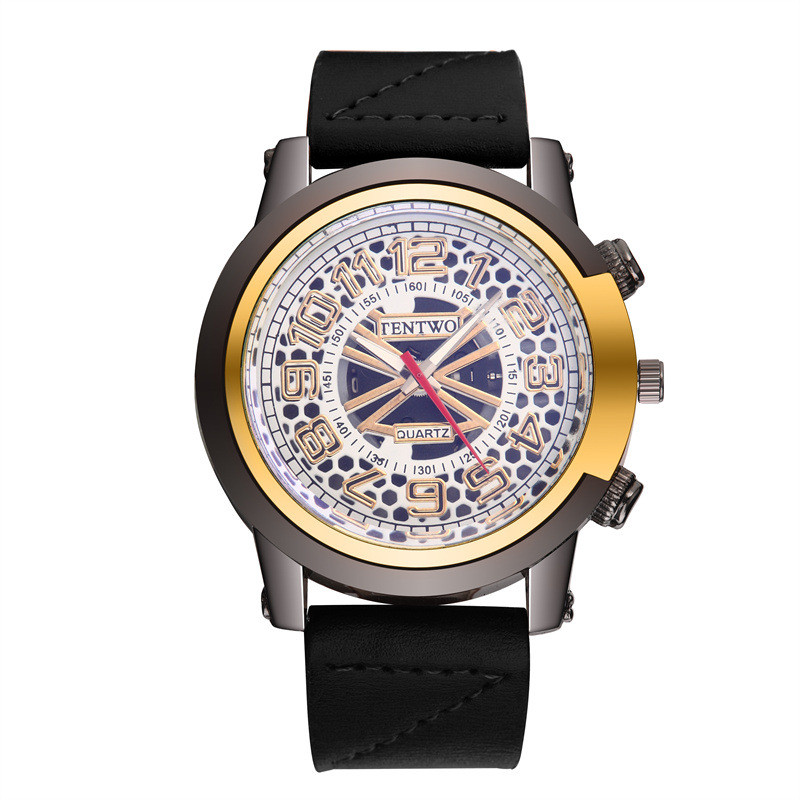 Ceas bărbătesc cu dublă scară pentru bărbați trend fashion hollow poo centura cuarț ceas bărbați ceas ceas cu quartz