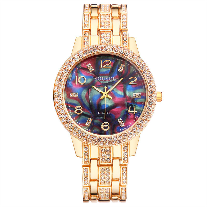Ceas cu brățară marca Huangdun Douyin Ceas cu diamante populare Ceas cu cuarț rotund de modă unisex Comerț cu ridicata