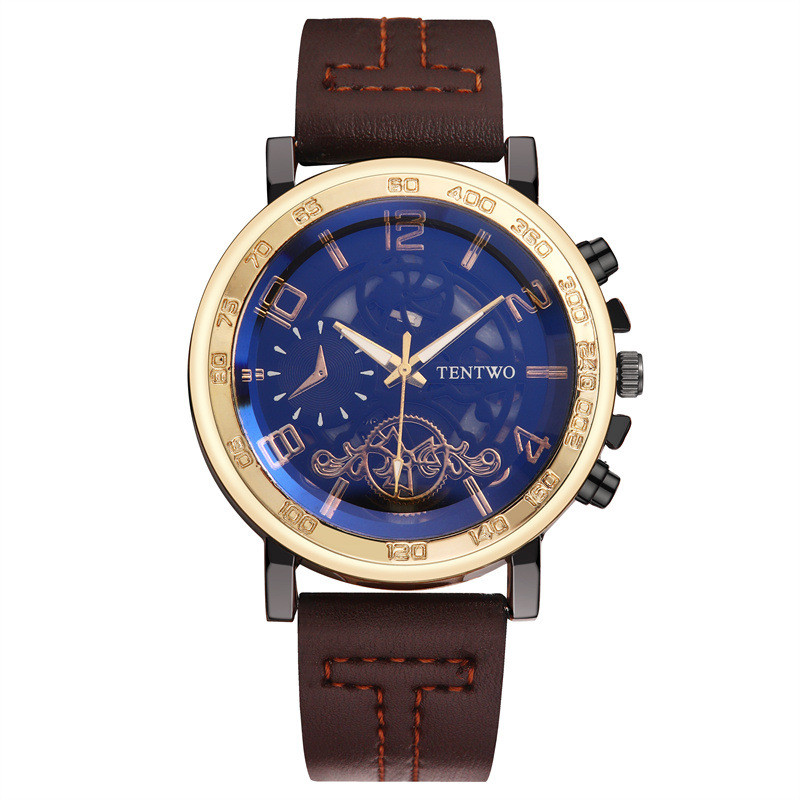 Douyin popular ceas pentru bărbați ceas pentru bărbați cadran gol cu centură pu cuarț pointer modă ceas retro