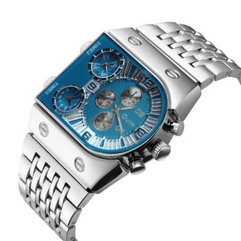 Oulm New Large Dial Large Time Zone Luminous ανδρικό ρολόι Casual Cross-border Steel Band Quartz Watch 9315