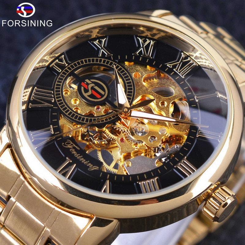 O bucată Dropshipping Comerț exterior Vânzare fierbinte Ceas Forsining Ceas mecanic pentru bărbați Ceas pentru bărbați Curea din plasă Ceas pentru bărbați