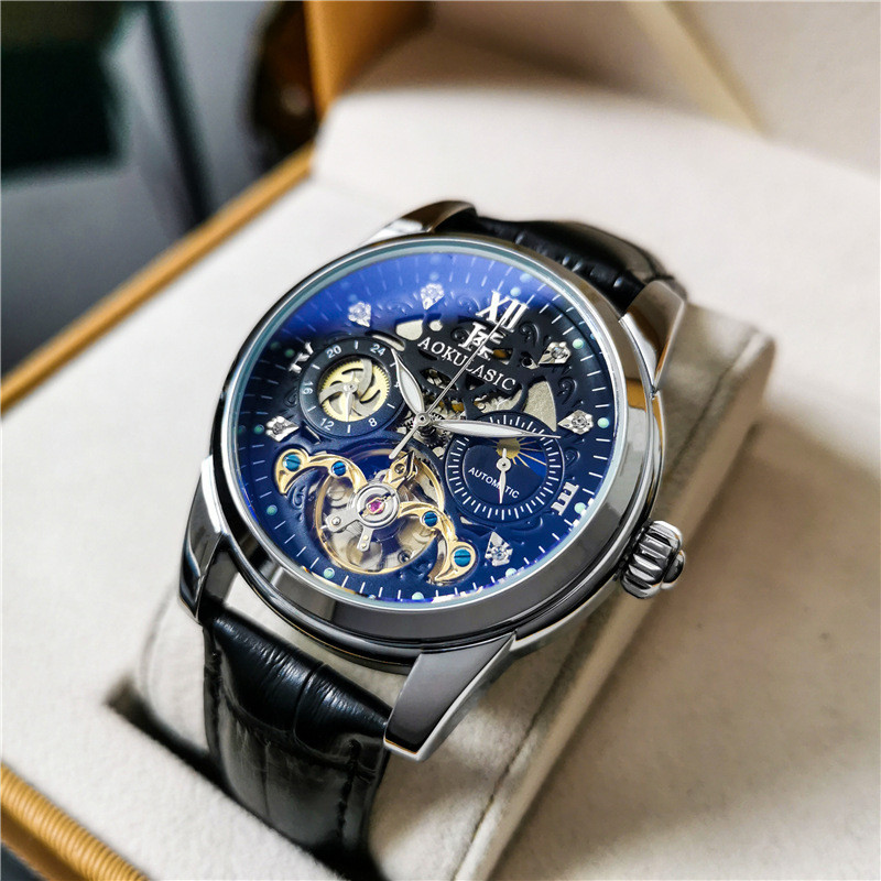 Ceas Augustus Ceas mecanic complet automat pentru bărbați Tourbillon Hollow Fashion Ceas pentru bărbați dintr-o singură bucată, livrare picătură