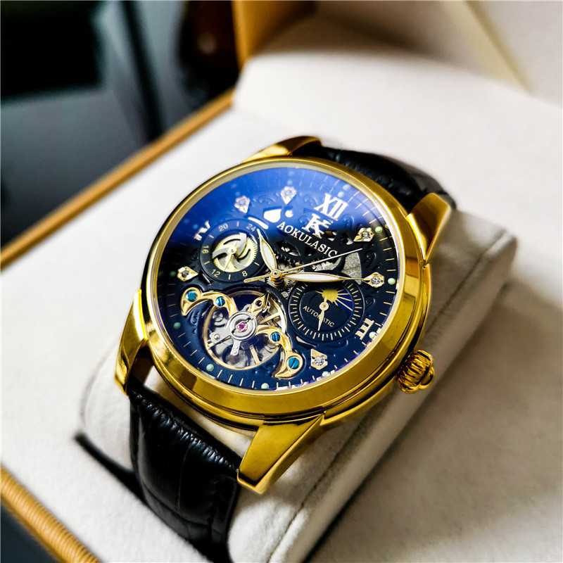 Ceas Augustus Ceas mecanic complet automat pentru bărbați Tourbillon Hollow Fashion Ceas pentru bărbați dintr-o singură bucată, livrare picătură