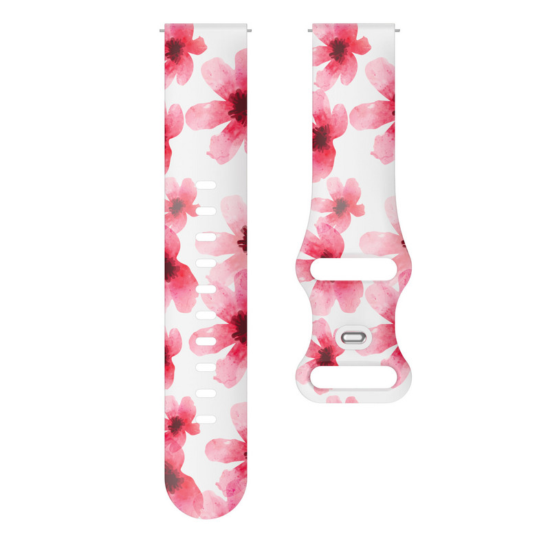 Se potrivește pentru Samsung Active 2 Watch4 Bandă din silicon imprimată Cataramă tip fluture Bandă imprimată transparentă de 20 mm