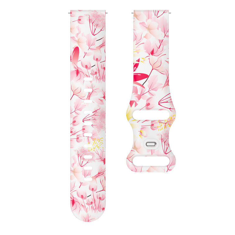 Se potrivește pentru Samsung Active 2 Watch4 Bandă din silicon imprimată Cataramă tip fluture Bandă imprimată transparentă de 20 mm