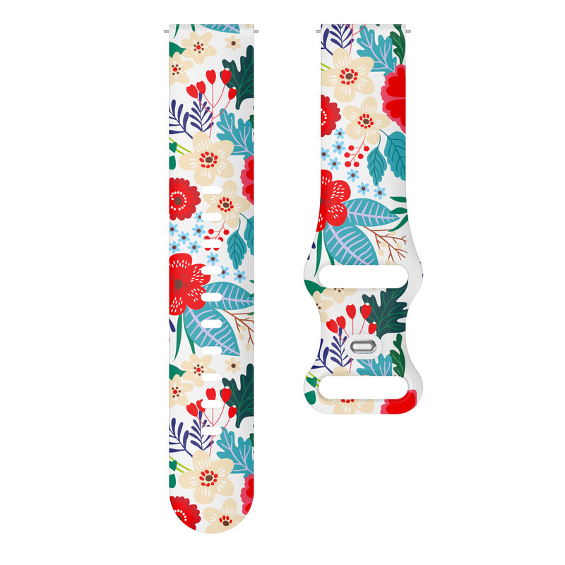 Se potrivește pentru Samsung Active 2 Watch4 Bandă din silicon imprimată Cataramă tip fluture Bandă imprimată transparentă de 20 mm