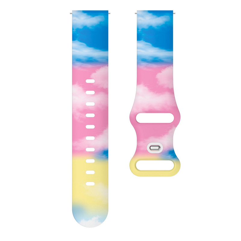 Se potrivește pentru Samsung Active 2 Watch4 Bandă din silicon imprimată Cataramă tip fluture Bandă imprimată transparentă de 20 mm