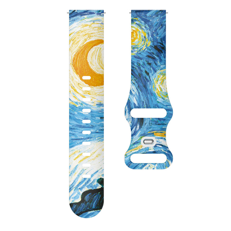 Se potrivește pentru Samsung Active 2 Watch4 Bandă din silicon imprimată Cataramă tip fluture Bandă imprimată transparentă de 20 mm