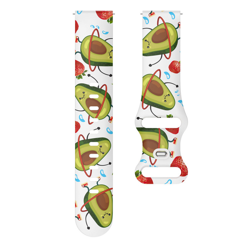 Se potrivește pentru Samsung Active 2 Watch4 Bandă din silicon imprimată Cataramă tip fluture Bandă imprimată transparentă de 20 mm