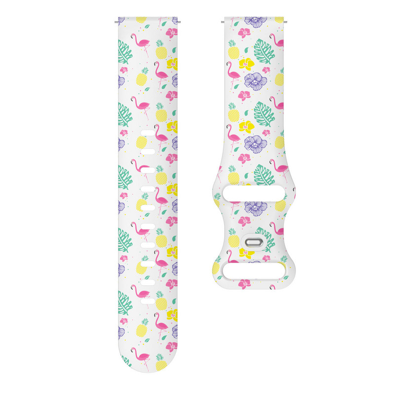 Se potrivește pentru Samsung Active 2 Watch4 Bandă din silicon imprimată Cataramă tip fluture Bandă imprimată transparentă de 20 mm