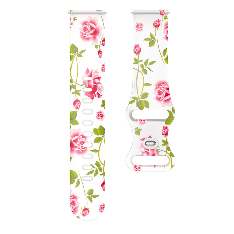 Se potrivește pentru Samsung Active 2 Watch4 Bandă din silicon imprimată Cataramă tip fluture Bandă imprimată transparentă de 20 mm