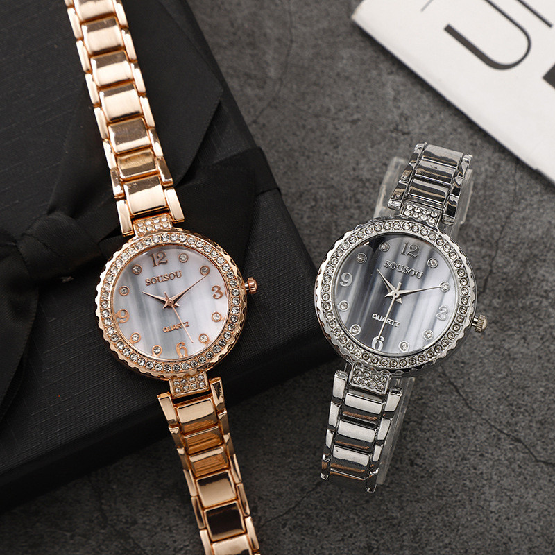 ceas pentru comerț exterior transfrontalier ceas pentru femei la modă cadran cu diamant ceas mic rotund curea ceas din aliaj ceas cu quartz pentru femei