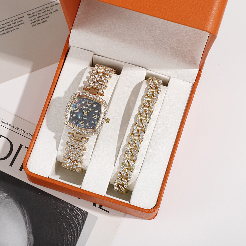 Douyin Live Reducere 2023 Ceas cu brățară cu diamante, stil nou, ceas cu quartz, ceas pătrat de lux pentru damă 
