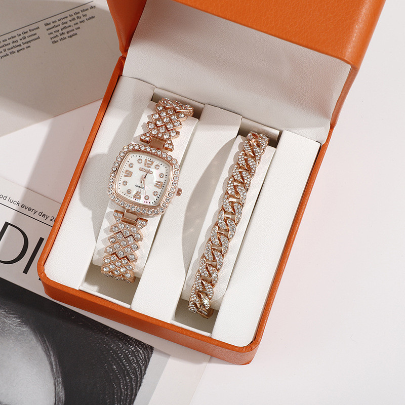 Douyin Live Reducere 2023 Ceas cu brățară cu diamante, stil nou, ceas cu quartz, ceas pătrat de lux pentru damă 
