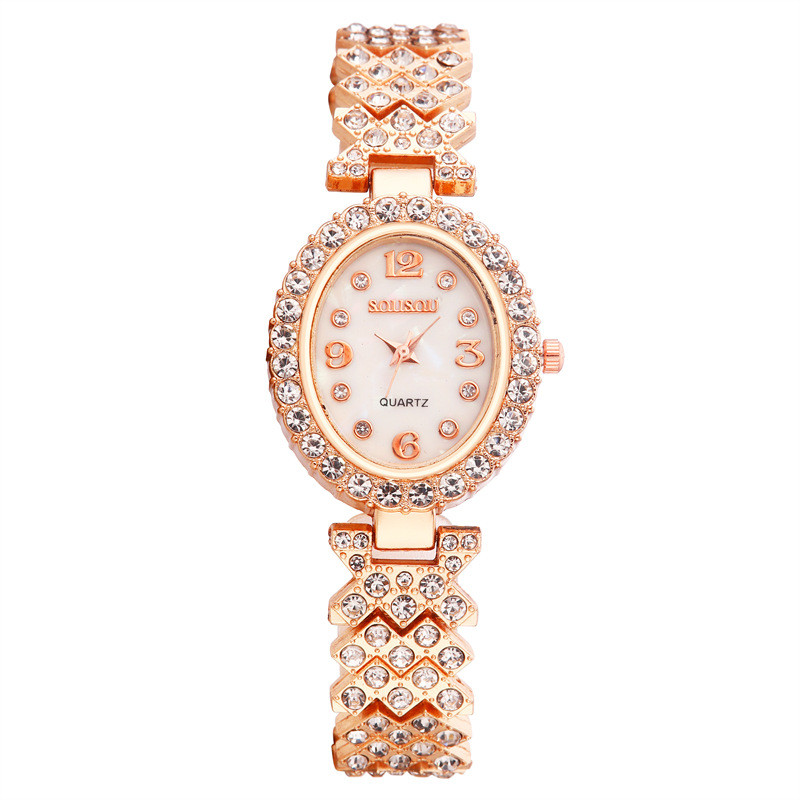 Vizualizați model nou Brățară cu diamante ceas de lux cu diamante complet pentru femei, cu cureaua din oțel, ceas de damă în stil la modă de nișă cu diamante incrustate