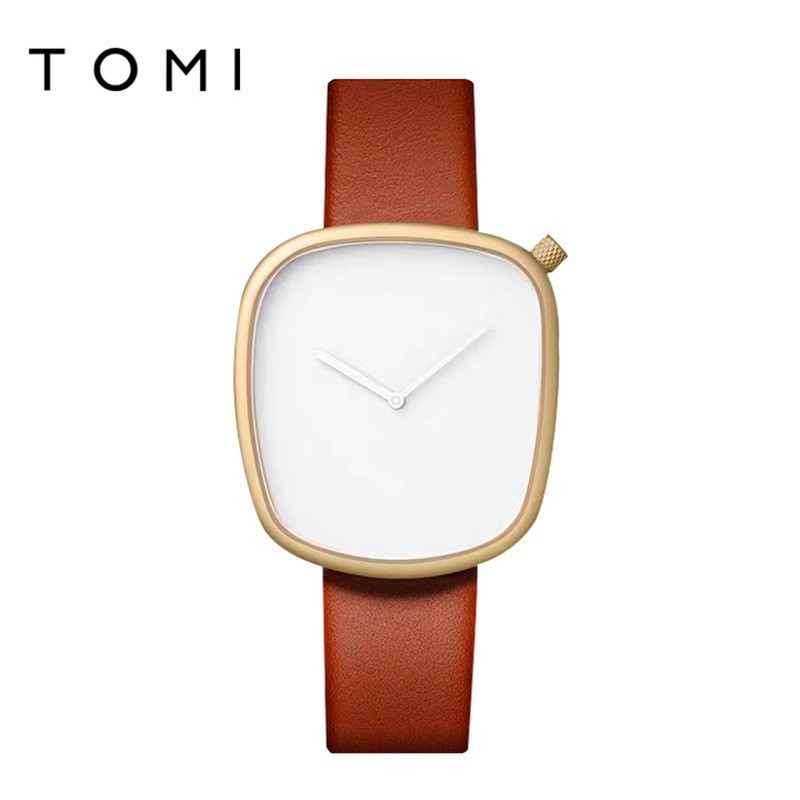 TOMI pebble ceas quartz moda barbati si femei ceas curea ceas simplu patrat