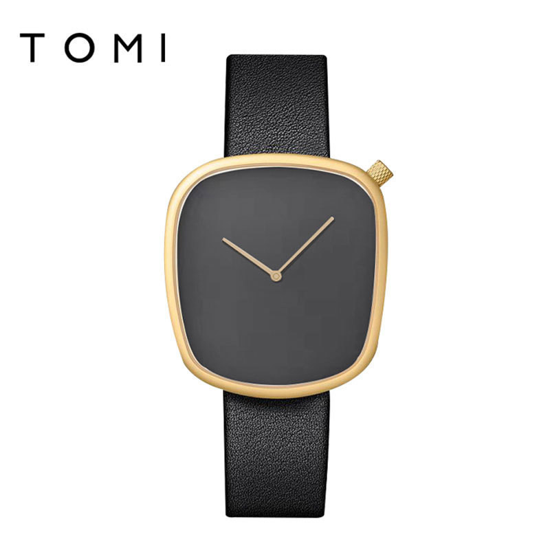 TOMI pebble ceas quartz moda barbati si femei ceas curea ceas simplu patrat