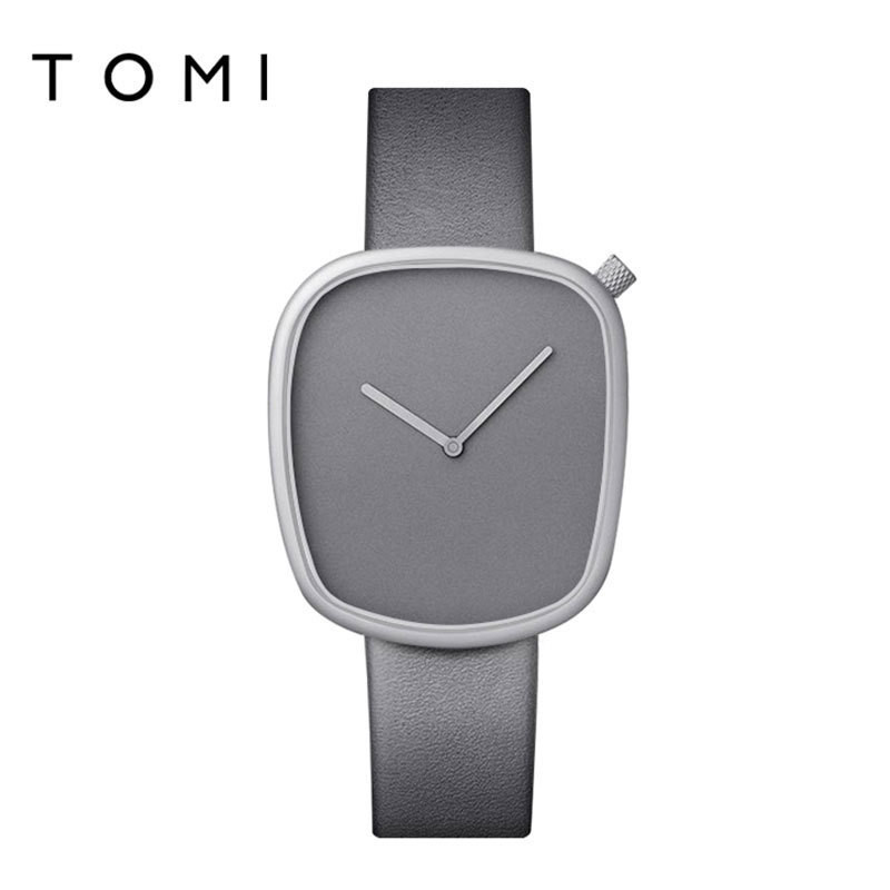 TOMI pebble ceas quartz moda barbati si femei ceas curea ceas simplu patrat