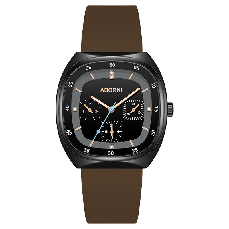 Ceas pătrat de modă Alponi cu bandă de silicon, ceas cu quartz cu trei mâini, transmisie în direct pentru femei, ceas popular pentru femei rezistent la apă