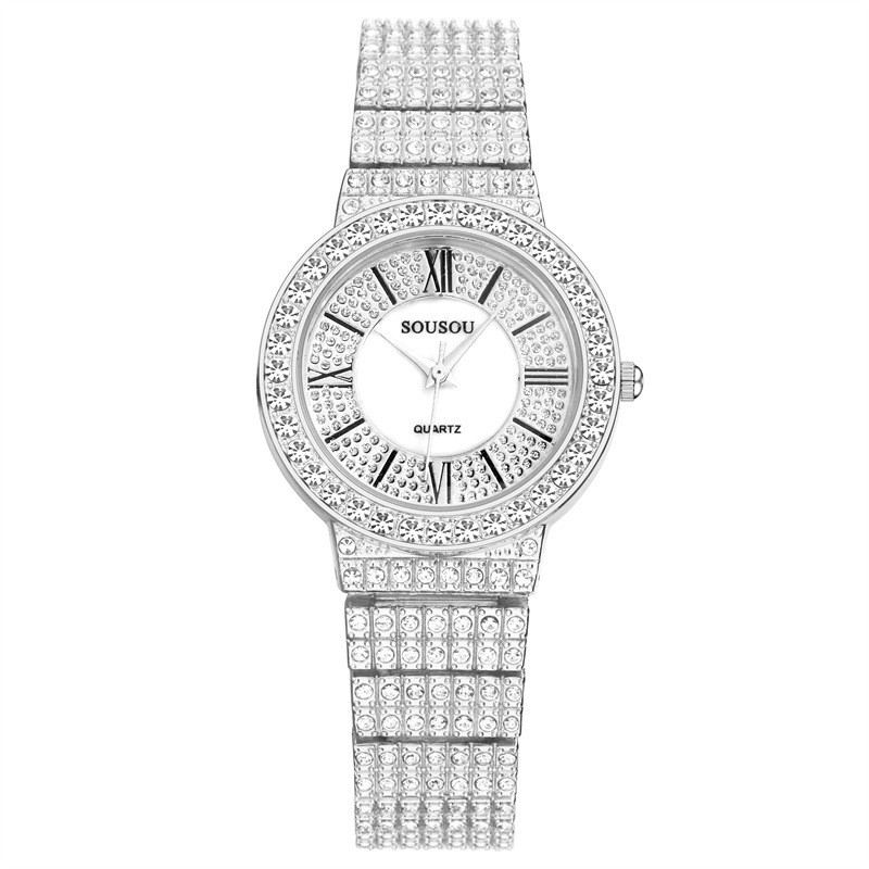 Ceas Gypsophila gata de fabricație, cu cataramă cu bijuterii încrustate cu diamante, cu fața cu diamante, cu cadran de lux, cu cadran de culoare, ceas cu quartz pentru femei