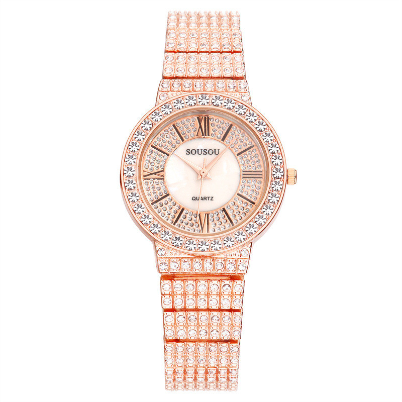 Ceas Gypsophila gata de fabricație, cu cataramă cu bijuterii încrustate cu diamante, cu fața cu diamante, cu cadran de lux, cu cadran de culoare, ceas cu quartz pentru femei