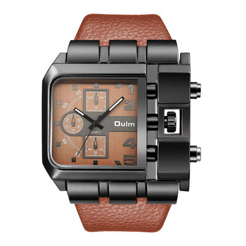 Ανδρικό ρολόι Oulm Big Dial Quartz Ανδρικό ρολόι Casual Belt Customized Foreign Trade Square Κατασκευαστής Χονδρική