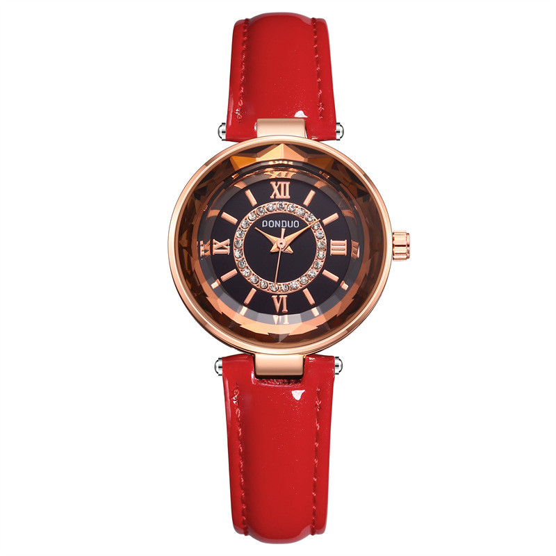 Ceas de culoare populară Curea din piele strălucitoare Indicator Numere romane Ceas de cuarț Ceas de cuarț rezistent la apă pentru femei