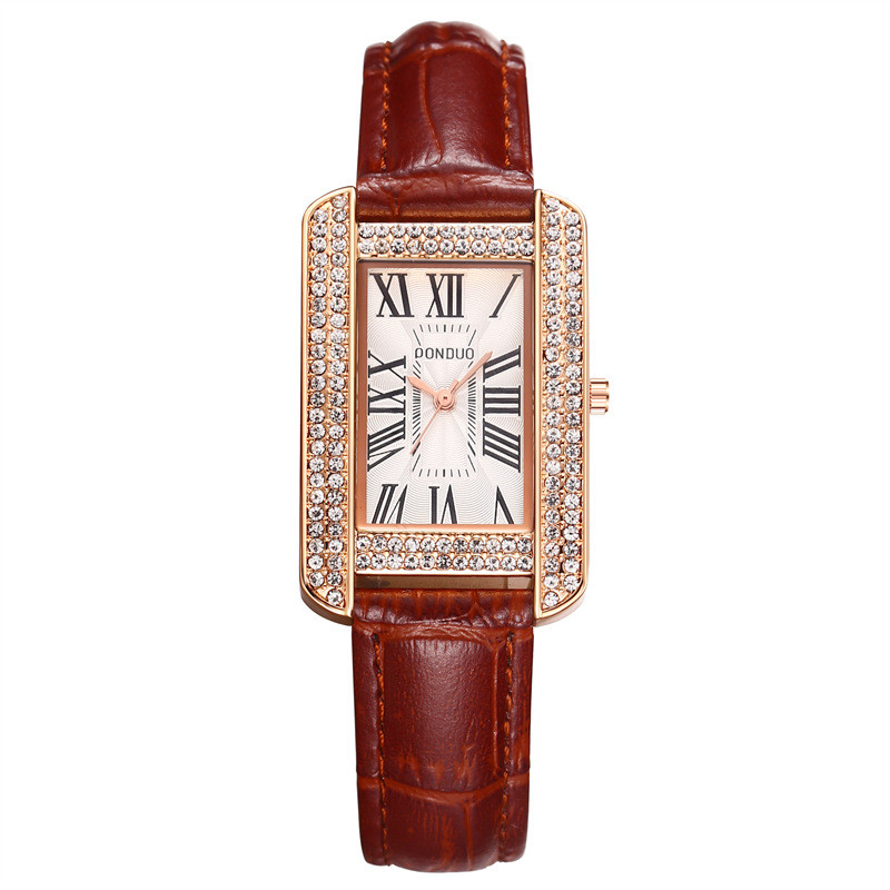 Ceas cu cadran pătrat cu cifre romane. Ceas de cuarț rezistent la apă