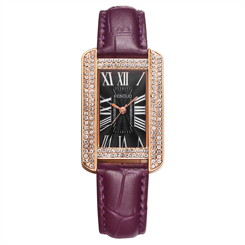 Ceas cu cadran pătrat cu cifre romane. Ceas de cuarț rezistent la apă