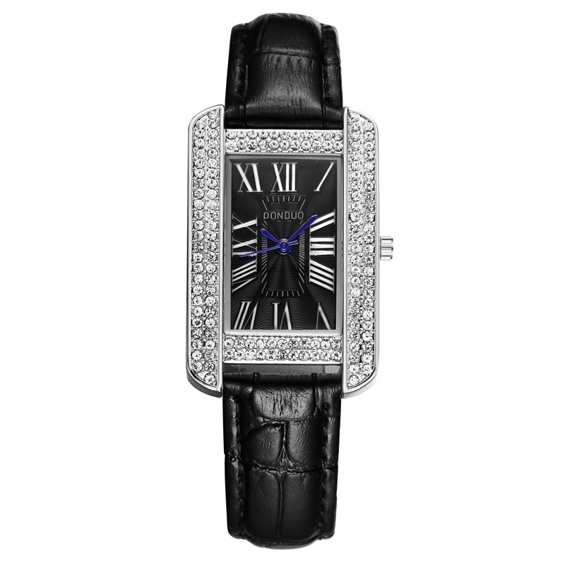 Ceas cu cadran pătrat cu cifre romane. Ceas de cuarț rezistent la apă