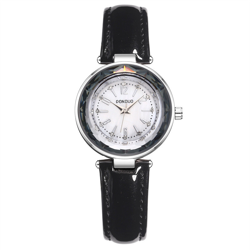 Moda coreeană Ceas rotund mic, colorat, digital, din piele, ceas de damă, ceas japonez proaspăt și simplu, rezistent la apă