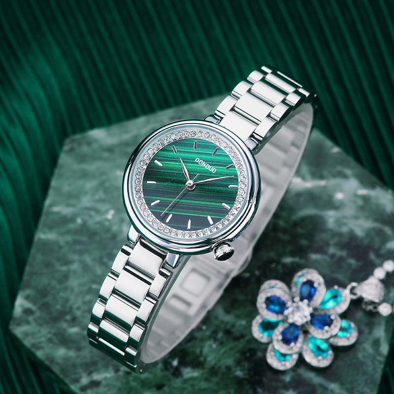 Douyin popular lola ceas mic verde ceas de modă pentru femei, ușor, de lux, retro, rotund, simplu, cu quartz, rezistent la apă