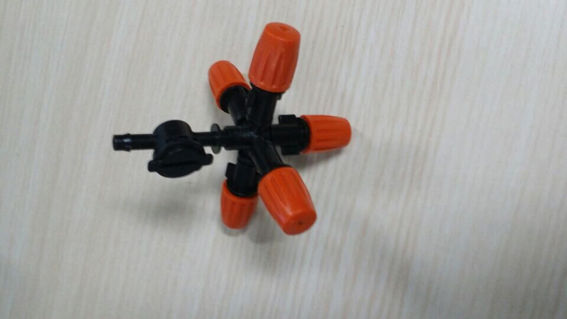 Dinți în patru puncte, cinci ieșiri, cap aspersor pentru irigare cu atomizare, duză încrucișată reglabilă, udare, cap de aspersoare de grădină pentru kit de irigare pentru irigare agricolă