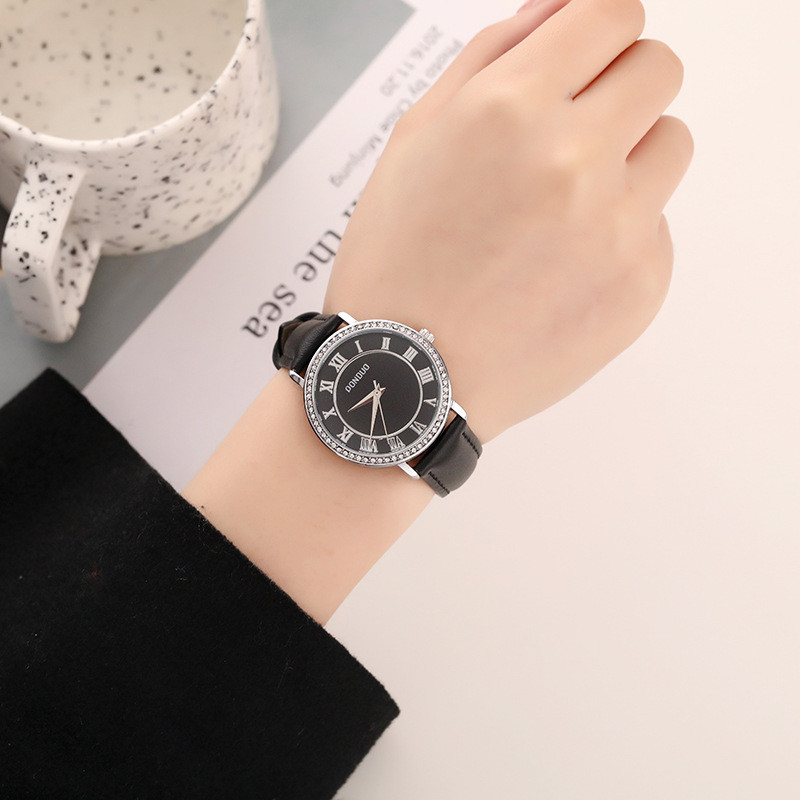 Versiunea coreeană a ceasului de cuarț pentru femei proaspăt, cu disc rezistent la apă, cu centură de modă cu cifre romane 