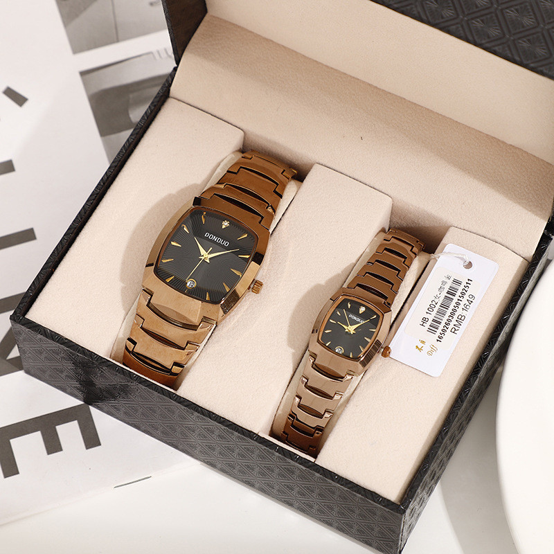 nou de vânzare fierbinte ceas cu bandă de oțel temperament simplu aliaj femei ceas de cuarț pereche de ceasuri de Crăciun în cutie