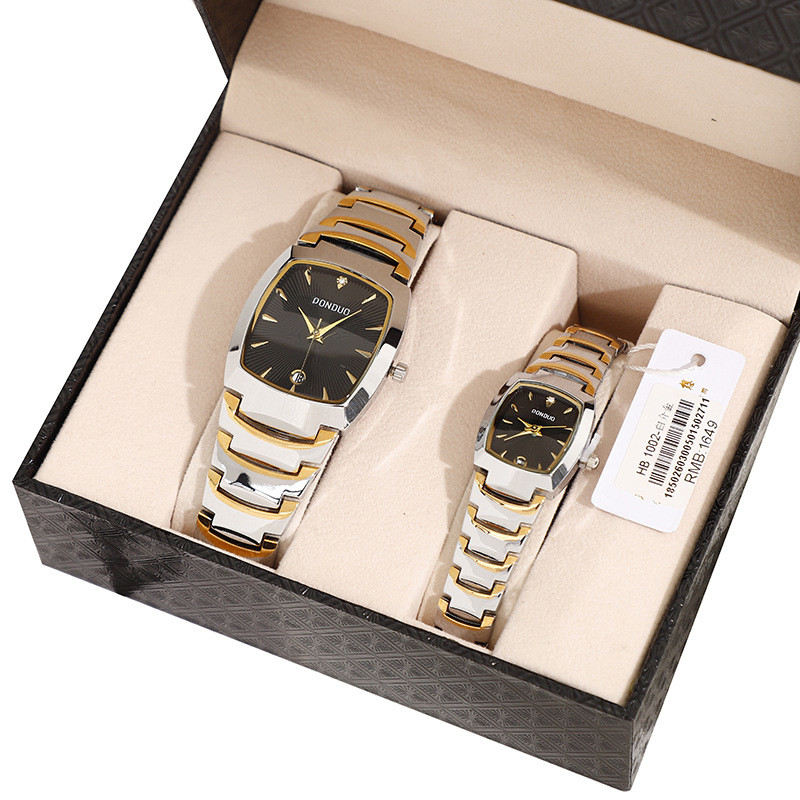 nou de vânzare fierbinte ceas cu bandă de oțel temperament simplu aliaj femei ceas de cuarț pereche de ceasuri de Crăciun în cutie