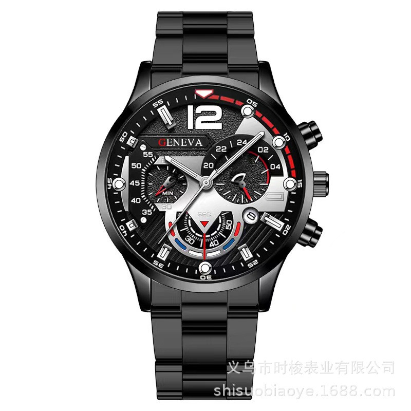 Ceas de cuarț cu bandă de oțel, cu calendar de vânzări transfrontaliere, ceas de cuarț cu indicator luminos, ceas pentru bărbați