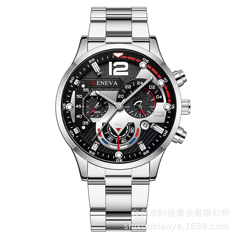 Ceas de cuarț cu bandă de oțel, cu calendar de vânzări transfrontaliere, ceas de cuarț cu indicator luminos, ceas pentru bărbați