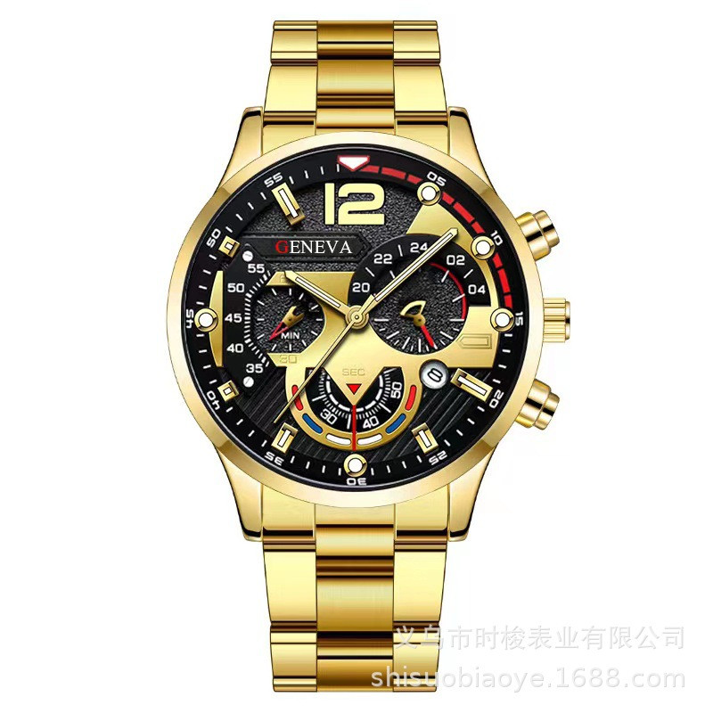 Ceas de cuarț cu bandă de oțel, cu calendar de vânzări transfrontaliere, ceas de cuarț cu indicator luminos, ceas pentru bărbați