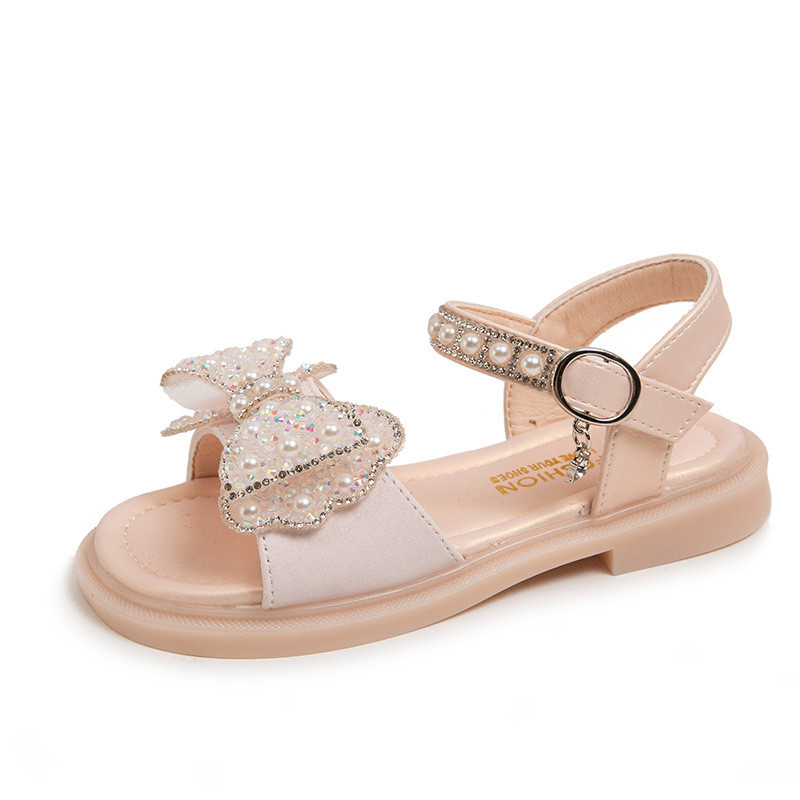 Lastejalatsid tüdrukutele printsessi paelaga sandaalid kivikiviga beebi suvised uued koolikingad pehmest nahast väikesele tüdrukule