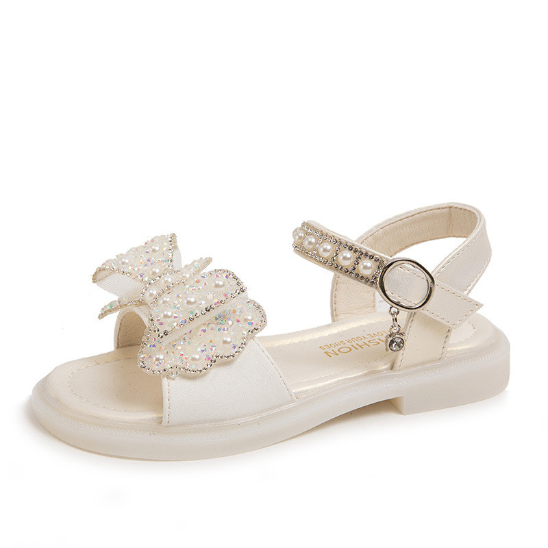 Pantofi copii pentru fete sandale panglică prințesă cu stras bebeluș vară pantofi new school din piele moale pentru fetiță