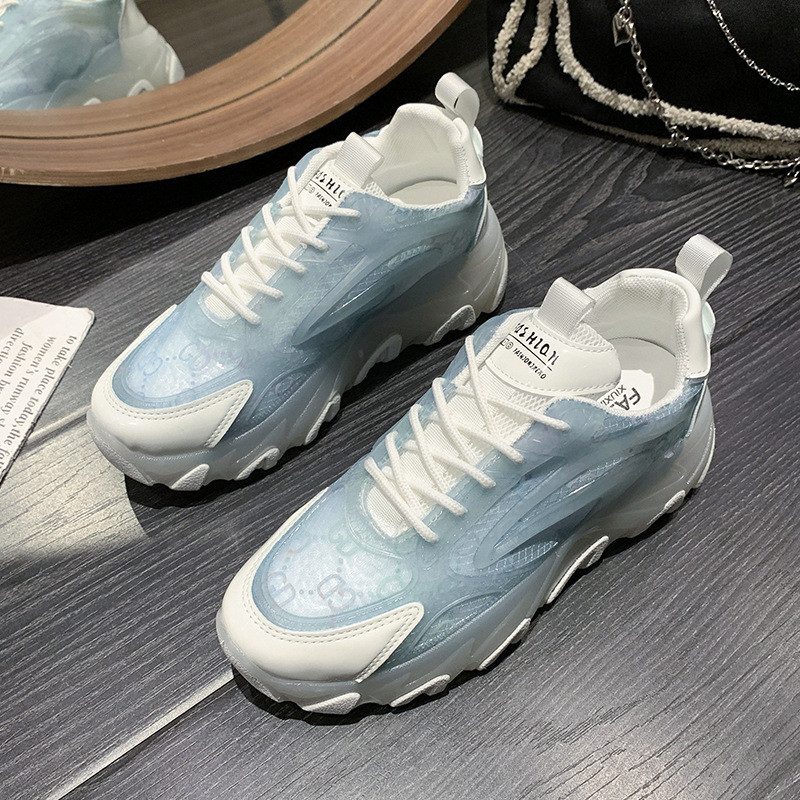 Pantofi pentru tată din plasă respirabil pentru femei, primăvară 2023, noi, universali, pentru sport și petrecere a timpului liber, pantofi albi de vară pentru femei, cu talpă groasă, cu margine transversală