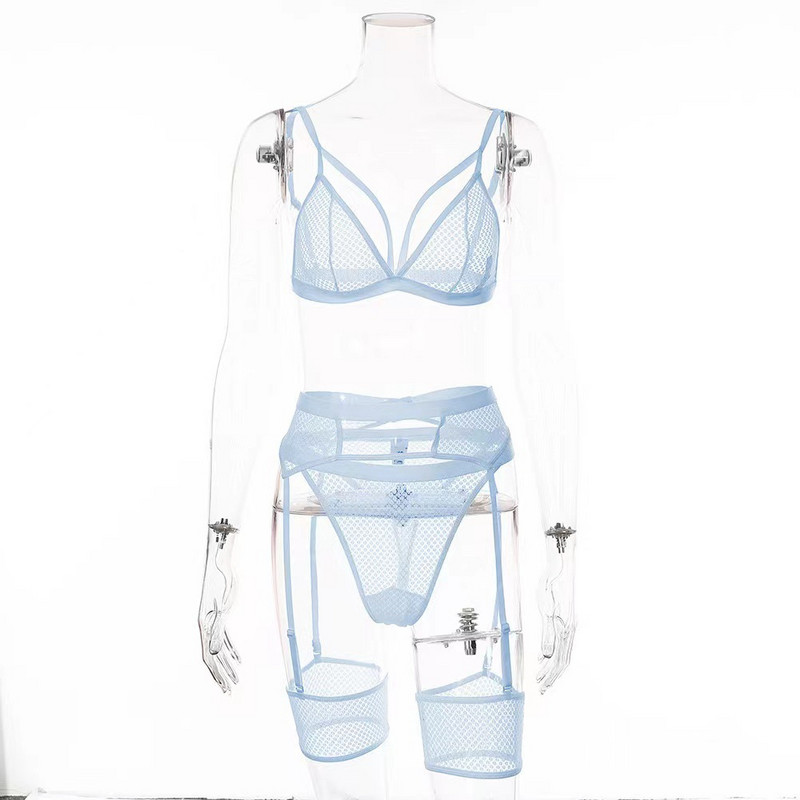 Cele mai bine vândute îmbrăcăminte pentru femei din Europa și America, confortabile, moi, din dantelă, transparente, set sexy din trei piese