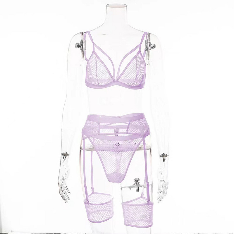 Cele mai bine vândute îmbrăcăminte pentru femei din Europa și America, confortabile, moi, din dantelă, transparente, set sexy din trei piese