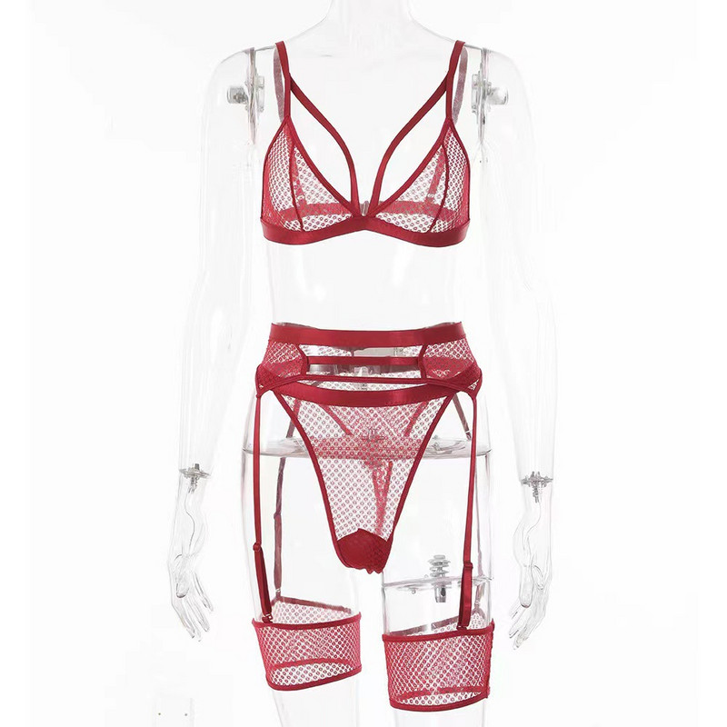 Cele mai bine vândute îmbrăcăminte pentru femei din Europa și America, confortabile, moi, din dantelă, transparente, set sexy din trei piese