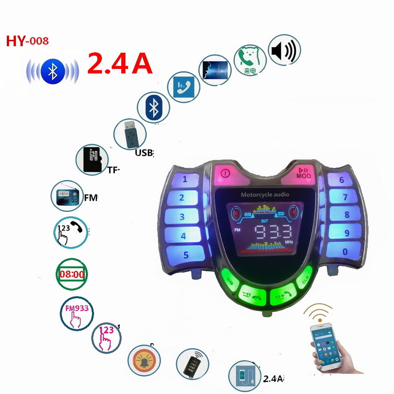 Motocicletă Bluetooth Audio Telefon mobil Încărcare rapidă Apelare Antifurt Impermeabil MP3 Audio